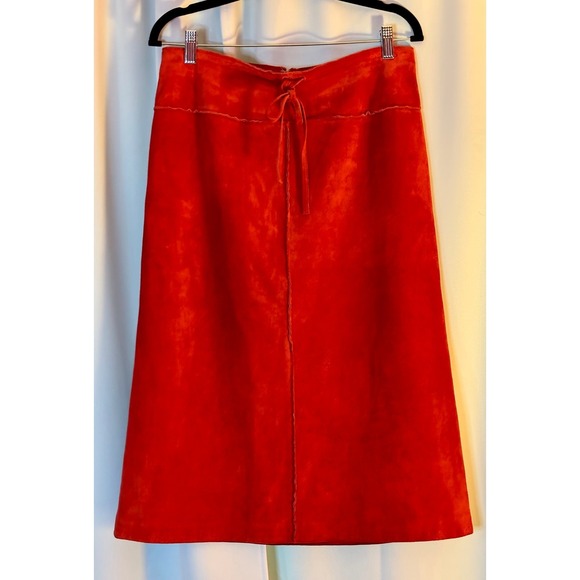 Nine West Dresses & Skirts - Nine West Red Genuine Suede Leather Midi Skirt A-Line Boho Size 6